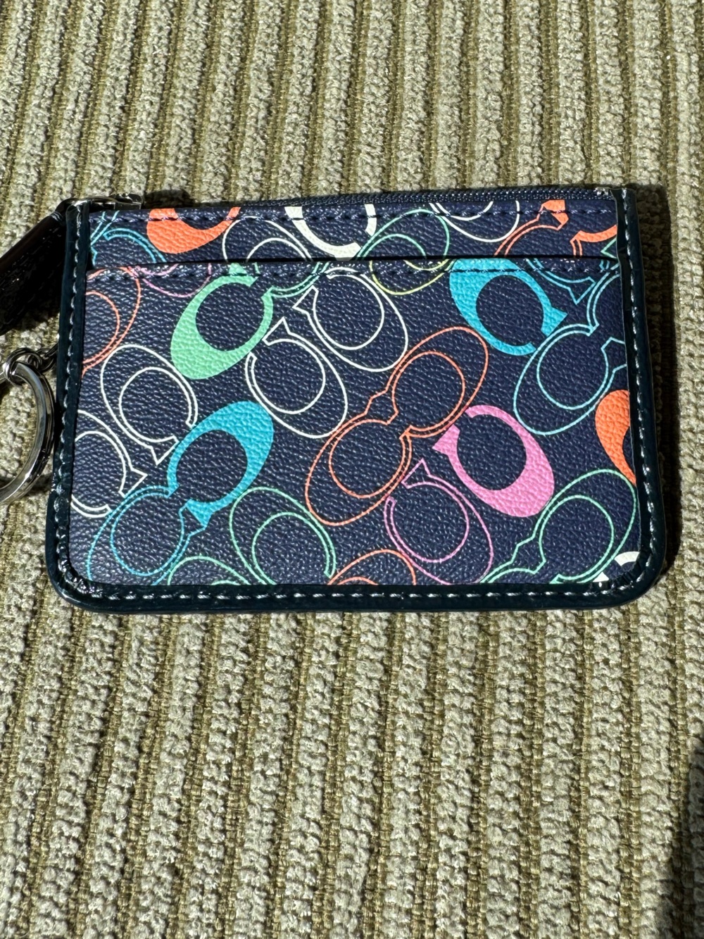 Coach Multicolor Signature Zip Card Case & Key Ring w/Dust Bag - Picture 4 of 10